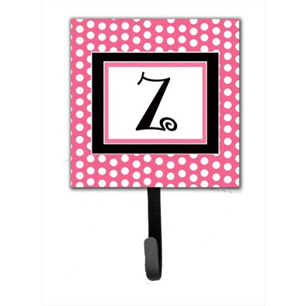 Carolines Treasures Letter Z Initial Monogram - Pink Black Polka Dots Leash Holder Or Key Hook CJ1001-ZSH4 - main
